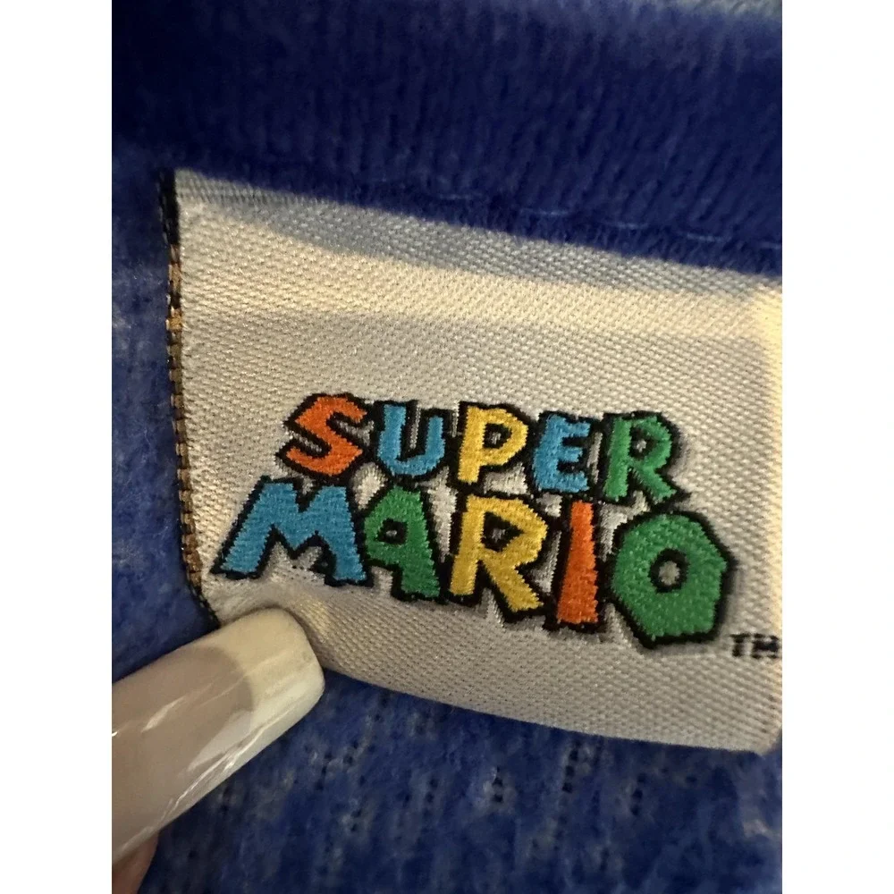 Nintendo Super Mario Bros Blanket Throw Blue Mario Luigi Stars‎ Plush Fleece